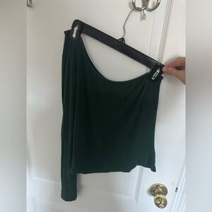 LA Hearts One-Shoulder Asymmetrical Top – Forest Green – Size Medium
